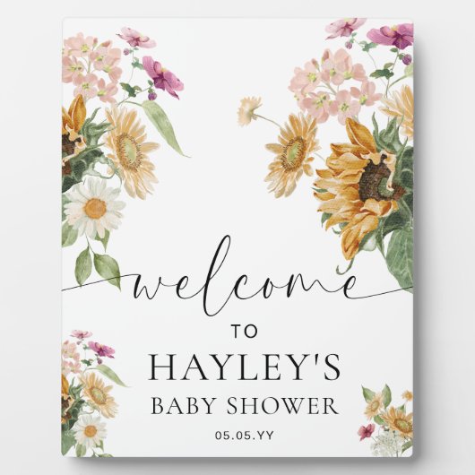 ミウスサンフラワー秋ベビーシャワーウェルカムサイン フォトプラーク (正面)