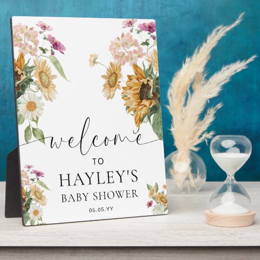 ミウスサンフラワー秋ベビーシャワーウェルカムサイン フォトプラーク (側面)