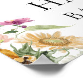 ミウスサンフラワー秋ベビーシャワーウェルカムサイン ポスター (角)