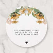 ミウスサンフラワー秋秋ベビーシャワーポップ・アートのIt フェイバータグ (裏面)