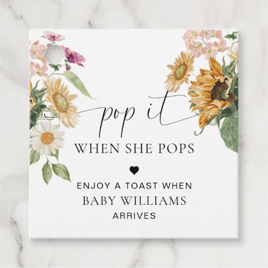 ミウスサンフラワー秋秋ベビーシャワーポップ・アートのIt フェイバータグ (正面)