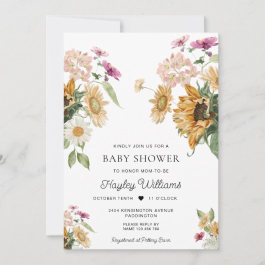 ミウスサンフラワー秋秋ベビーシャワー 招待状 (正面)