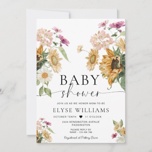 ミウスサンフラワー秋秋ベビーシャワー 招待状 (正面)