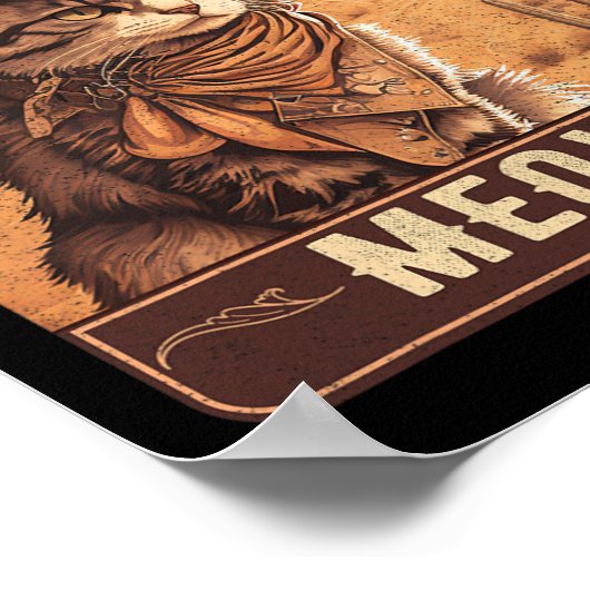 ミウディ!カントリーおもしろいミュージックキャットカウボーイハットポスター ポスター (角)