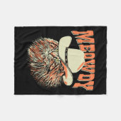 ミウディ！カントリーおもしろいミュージックキャットカウボーイハットヴィンテージ フリースブランケット (正面(横))