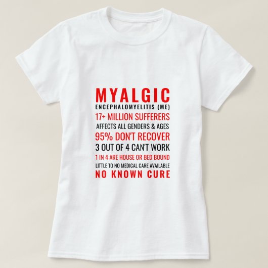 ミエラジック エンセファロマイエリティス（ME）統計 Tシャツ (デザイン正面)