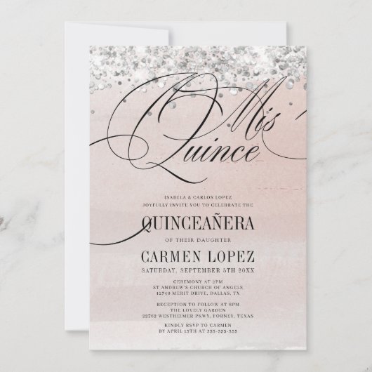 ミエレガントクインスシルバー&ピンクローズキンセアニェラ 招待状 (正面)