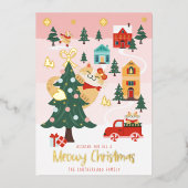 ミオおもしろいウィピーキングキャットクリスマスウィンタービレッジ 箔シーズンカード (正面)
