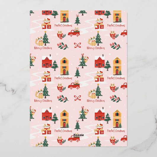 ミオおもしろいウィピーキングキャットクリスマスウィンタービレッジ 箔シーズンカード (裏面)