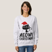 ミオイおもしろいクリスマス猫Tシャツ スウェットシャツ (正面フル)