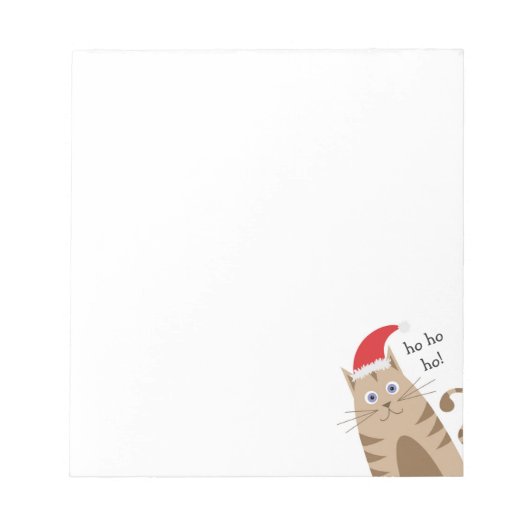 ミオイクリスマスおもしろいネコはサンタ帽をかぶる ノートパッド (正面)