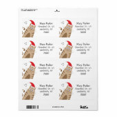 ミオイクリスマスおもしろいネコはサンタ帽をかぶる ラベル (フルシート)