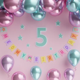 ミオイ誕生日かわいいレインボーキャッツ バンティングフラッグ