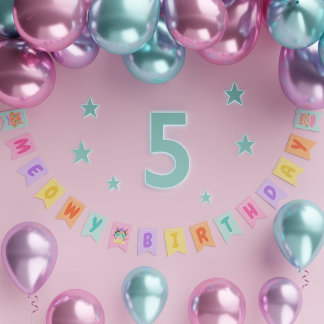 ミオイ誕生日かわいいレインボーキャッツ バンティングフラッグ