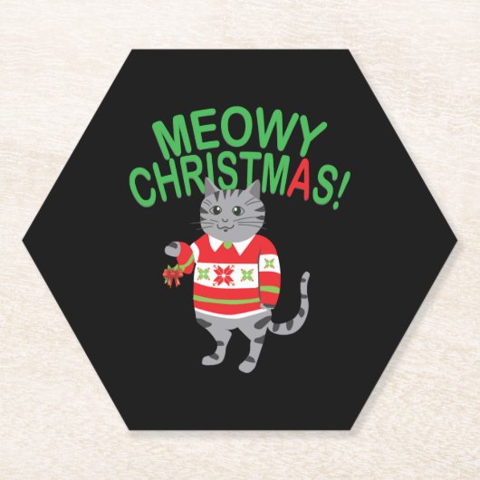 ミオウィキャットクリスマス ペーパーコースター (正面)