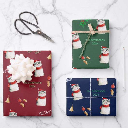 ミオウィキャットフェスティバルパーソナライズされたクリスマス ラッピングペーパーシート (正面)