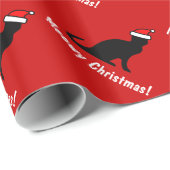 ミオウィクリスマスかわいいサンタキャットラッピング紙 ラッピングペーパー (ロールコーナー)