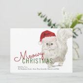 ミオウィクリスマスかわいい白ペルシャ猫の水彩画 シーズンカード (スタンド正面)