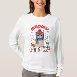 ミオウィクリスマスの不機嫌な灰色の猫 Tシャツ