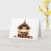 ミオウィクリスマスもつれ猫ライトグリーティングカード カード (黄色い花)