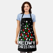 ミオウィクリスマスキャットの木が醜い エプロン (着用した状態)