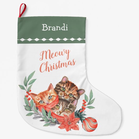 ミオウィクリスマスキュートキットンリース ラージクリスマスストッキング (正面)