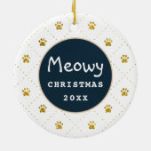 ミオウィクリスマスパーソナライズされたペット猫フォトホリデー セラミックオーナメント (裏面)