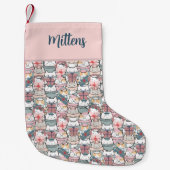 ミオウィクリスマス魔法モノグラム数々のパターン猫 スモールクリスマスストッキング (正面)