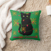 ミオウィーキャットクリスマス | きらめく金ゴールド クッション (ブランケット)