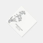 ミオソティスワ忘れンドフラワー-me-not Boho白黒 スタンダードカクテルナプキン (角)