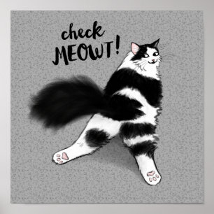 ミオットを見ろ!白黒おもしろい猫のスプロット ポスター
