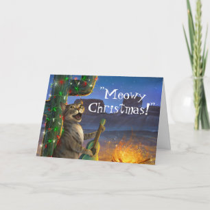 ミオユニークウィクリスマスおもしろいキャットホリデーカード シーズンカード