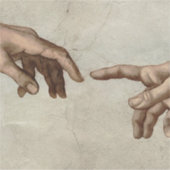 ミカエランジェロ手創造アダム神 シール (正面)