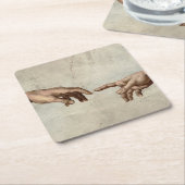 ミカエランジェロ手創造アダム神 スクエアペーパーコースター (アングル)