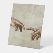 ミカエランジェロ手創造アダム神 台座サイン (正面)