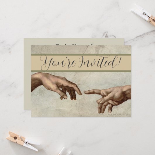 ミカエランジェロ手創造アダム神 招待状 (正面/裏面インサイチュ)