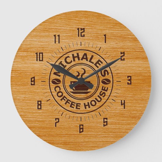 ミカエルのコーヒーハウス 彫刻効果ウォールクロック ラージ壁時計 (正面)