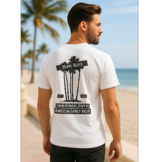 ミカスタムアミビーチファミリーバケーションパームツリー Tシャツ