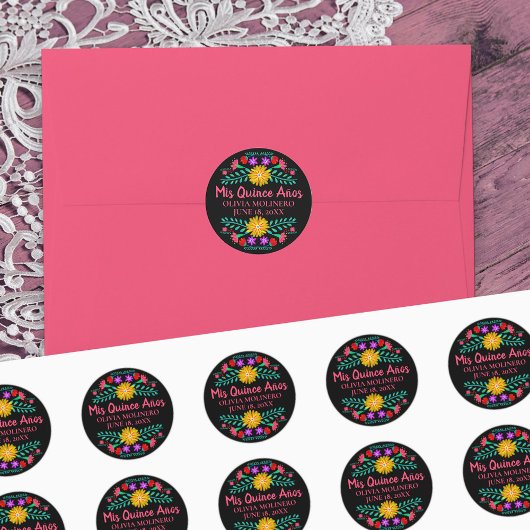 ミカラフルカインスアノスブラックピンクメキシコフェスタ ラウンドシール