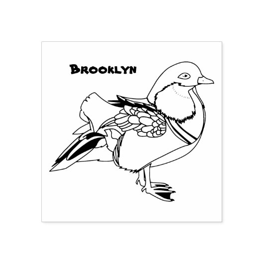 ミカンカラフルダックイラストレーション ラバースタンプ (インプリント)