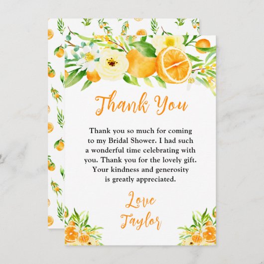 ミカンシトラスブライダルシャワー サンキューカード (正面/裏面)
