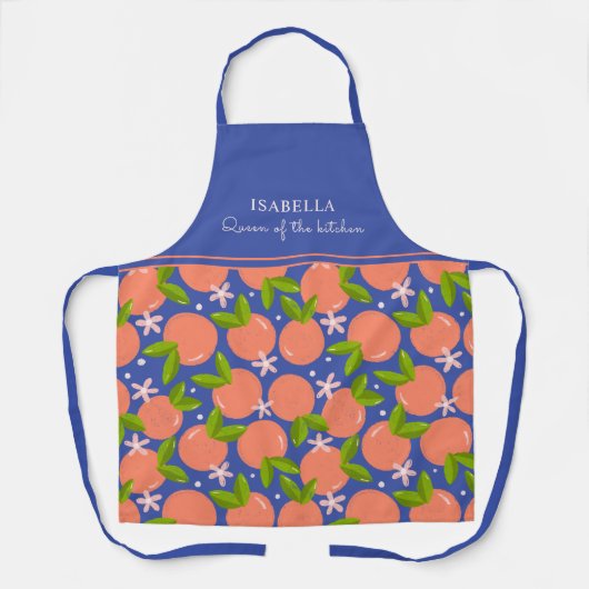 ミカンパーソナライズされたリンモダンシトラス柄エプロン エプロン (正面)