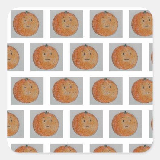 ミカン柑橘系の柑橘系フルーツかわいい スクエアシール (正面)