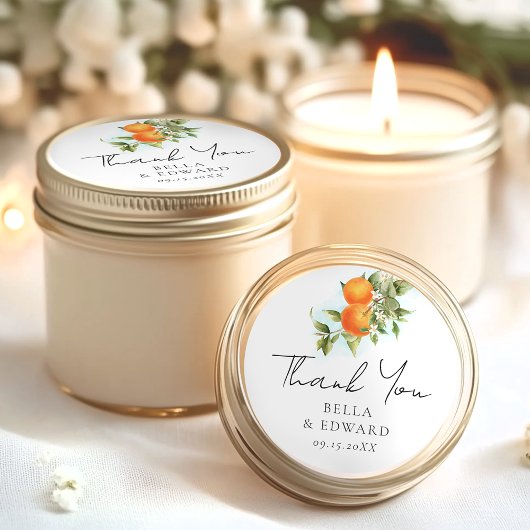 ミカン柑橘類ありがとう結婚とう ラウンドシール