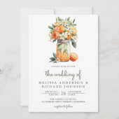 ミカン柑橘類オレンジメイソンジャーQRコード結婚ズ 招待状 (正面)