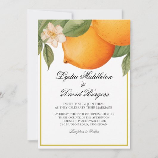 ミカン結婚ランの夏エレガント 招待状 (正面)