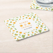 ミカン結婚柑橘類 スクエアペーパーコースター (アングル)