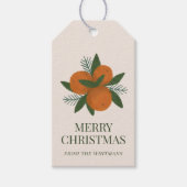 ミカン絵を描とマツのクリスマスの名前 ギフトタグ (正面)