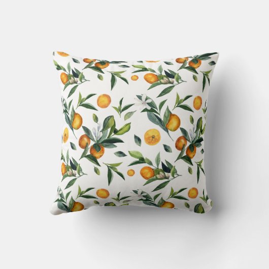 ミカン鮮やかジカン柑橘類オレンジグリーン クッション (裏面)