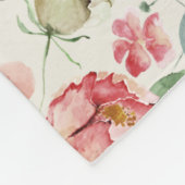 ミカー6:8ピンクとクリームフローラ水彩 フリースブランケット (角)